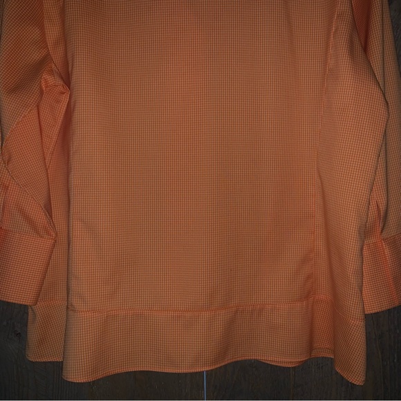 Women’s M COLDWATER CREEK Orange Sherbert Micro Checked Button Down Career Shirt - Picture 9 of 15